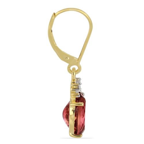 BUY 14K GOLD REAL RUBELLITE GEMSTONE CLASSIC EARRINGS
